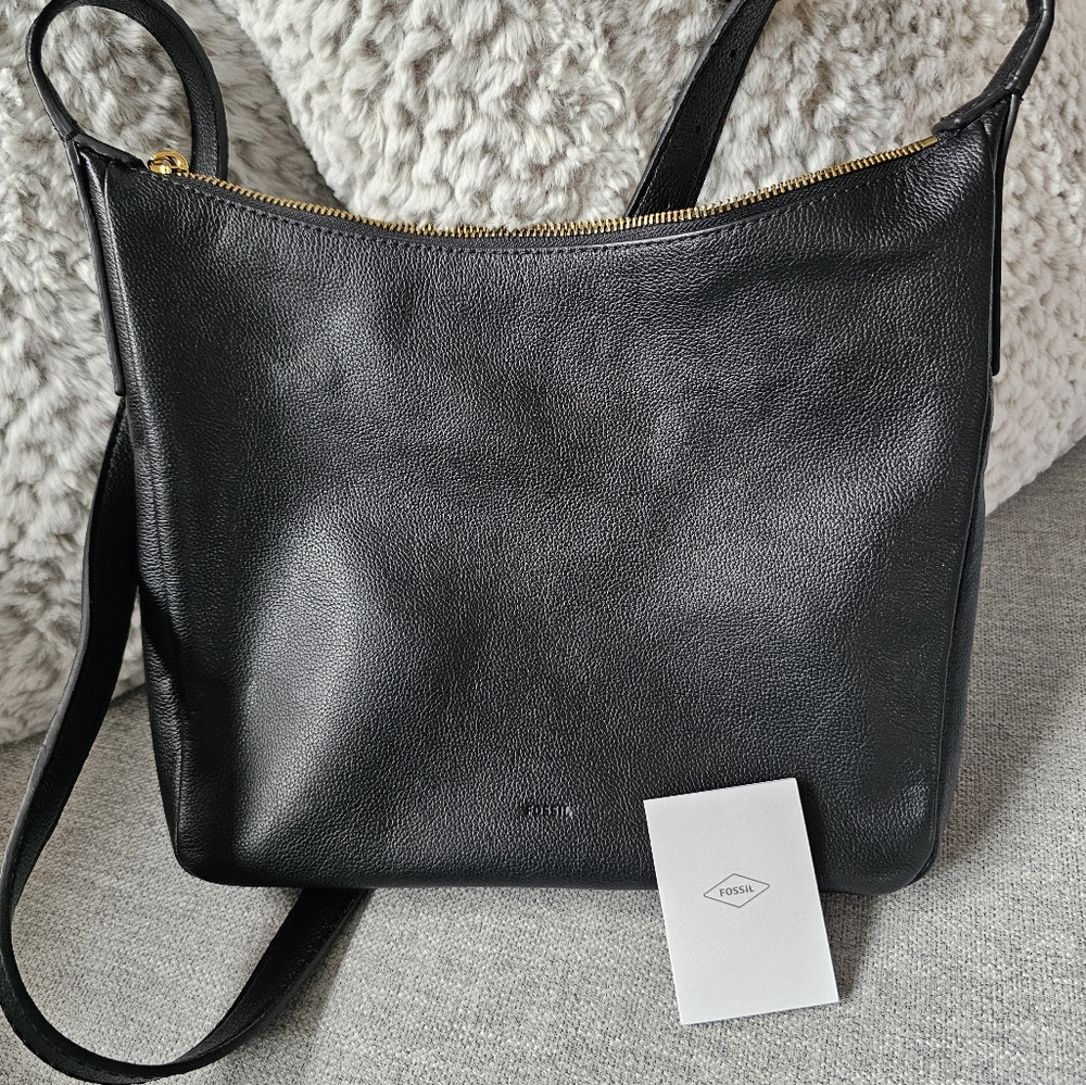 Fossil Black Leather Shoulder Bag